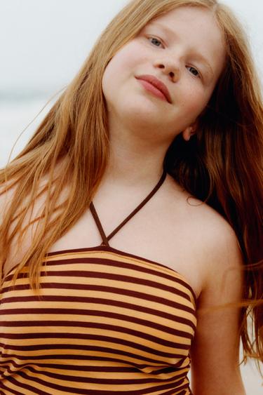 ROBE À RAYURES HALTER - Jaune soutenu de Zara