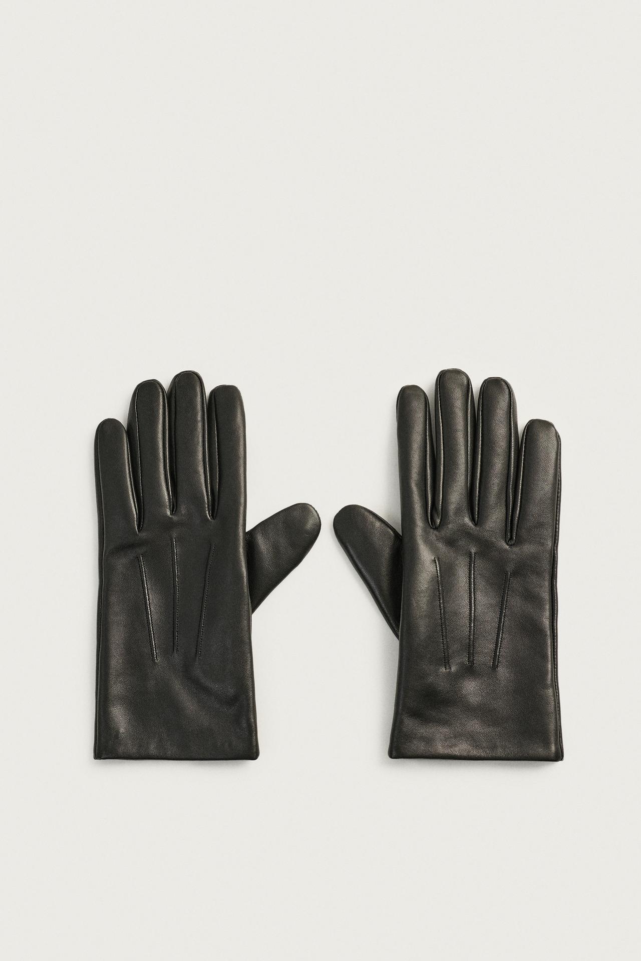 BASIC LEATHER GLOVES — Black