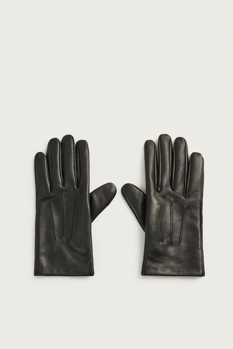 BASIC LEATHER GLOVES — Black