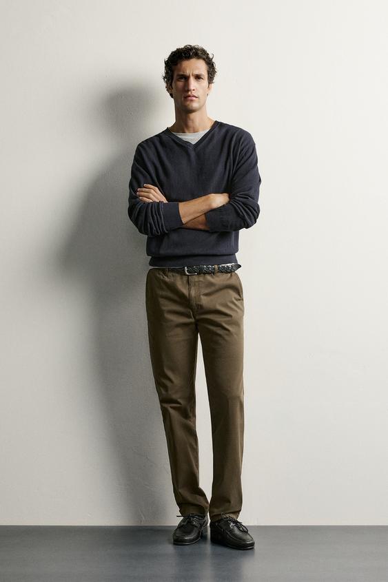 SLIM FIT CHINOS - Khaki by Zara - Image 0