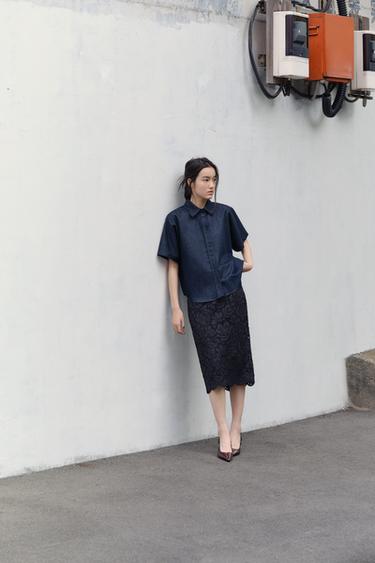 ZW 컬렉션 데님 셔츠 - Zara 블루