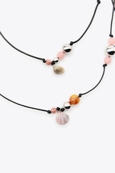 MULTI-WAY BEADED CORD NECKLACE - Black by Zara - Image 3