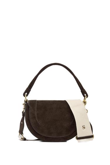 BOLSO PIEL SERRAJE BANDOLERA - Chocolate de Zara
