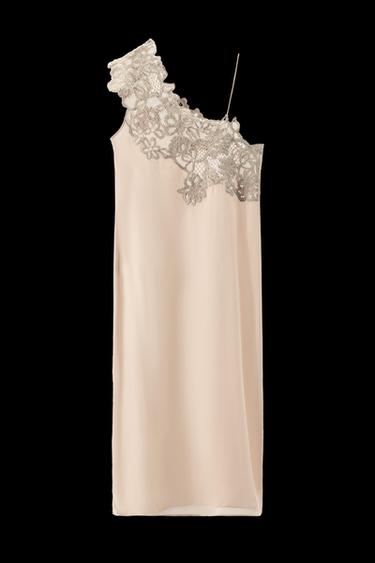 Zara LIMITED EDITION ASYMMETRIC CROCHET DRESS - Pink - Image 0