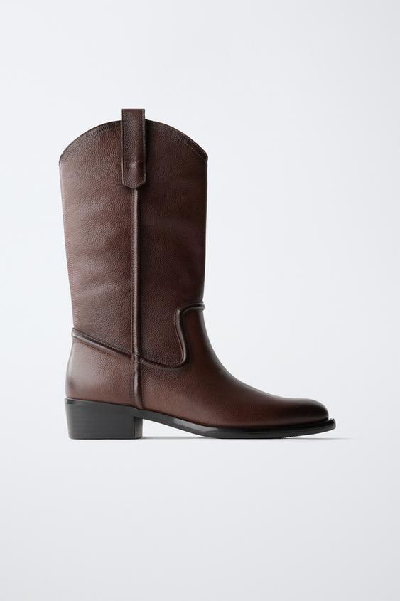 BOTA COWBOY PIEL - Marrón de Zara - Imagen 0