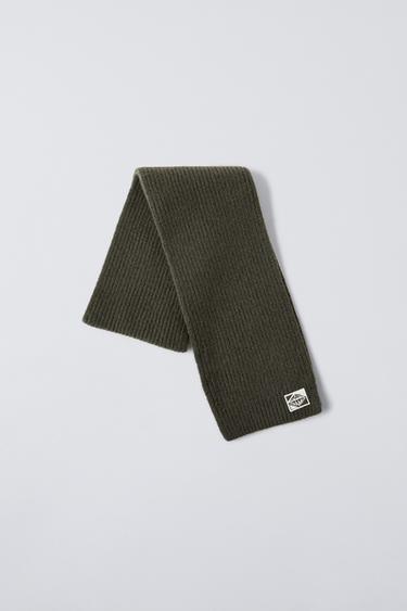 KNIT SCARF WITH LABEL - Khaki by Zara - Image 0