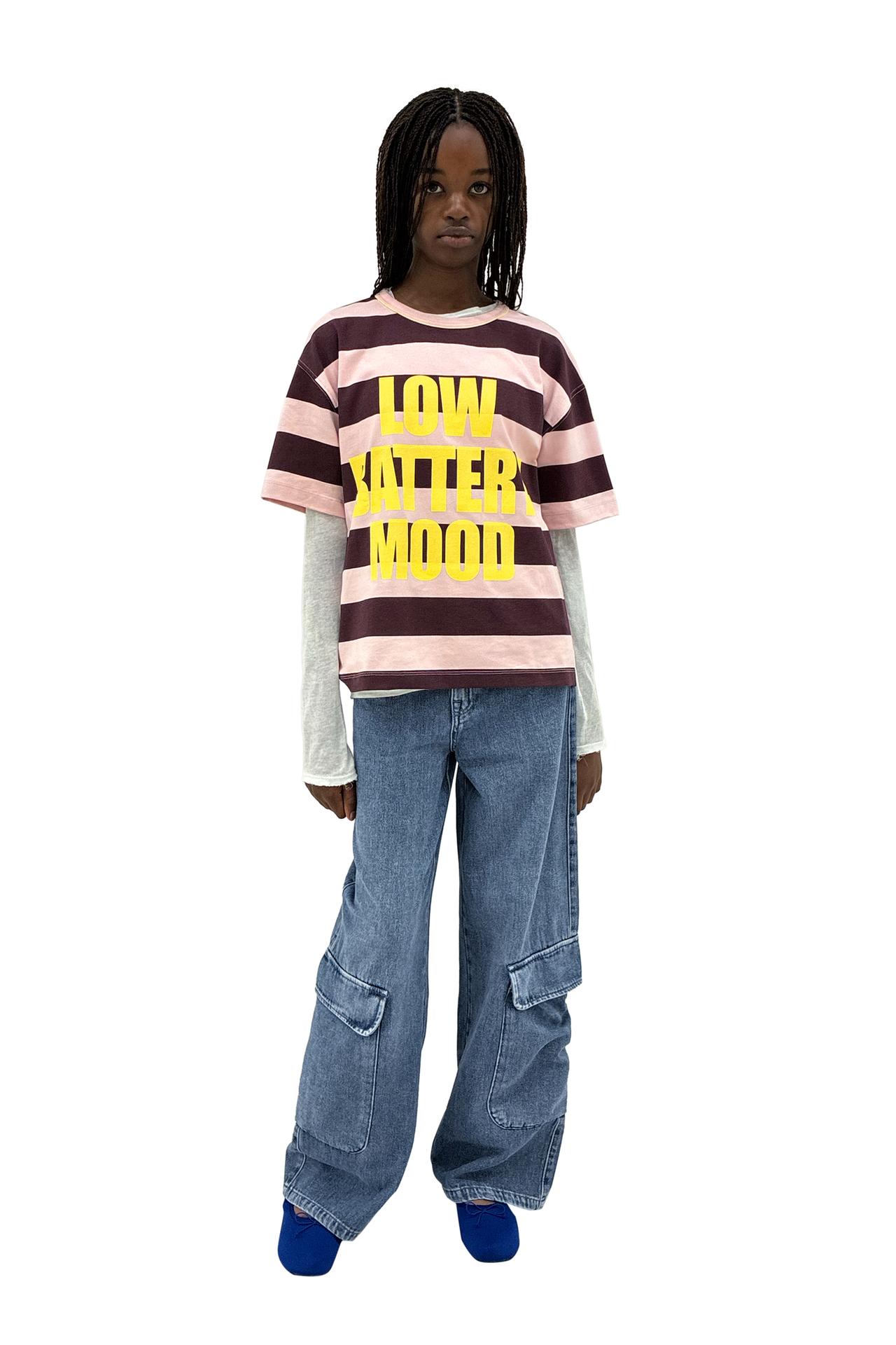 STRIPED TEXT PRINT T-SHIRT — 140
