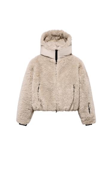 SHORT FAUX FUR HOODED COAT RECCO® TECHNOLOGY SKI COLLECTION - Mink by Zara