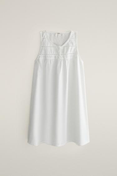 PLAIN POPLIN LACE NIGHTGOWN — White 1