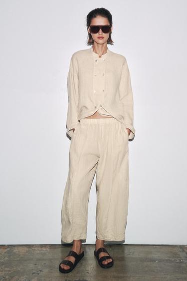 עליונית 100% פשתן ZW Collection - בז' בהיר של Zara - תמונה 0