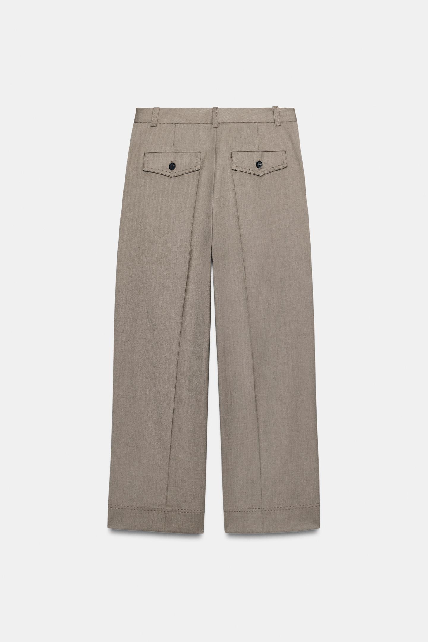 Женские брюки Zara Cropped Straight, цвет: Светлый коричневый — фото 7