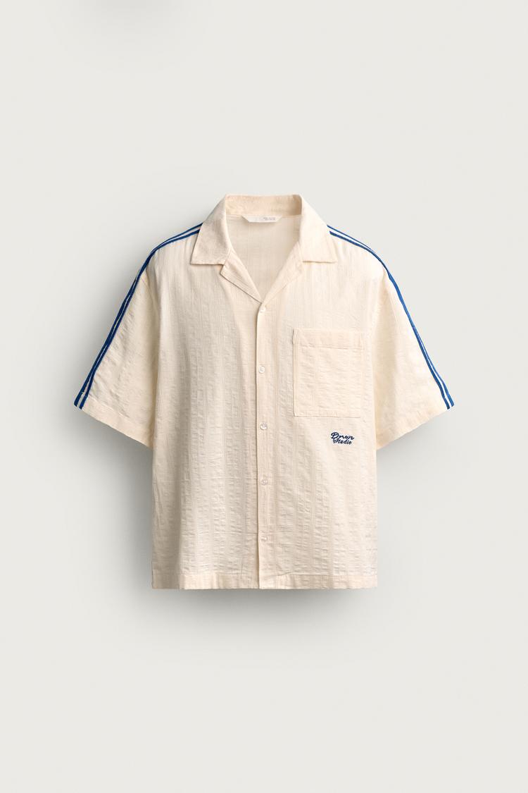 Camisa de rayas con bordado de contraste 8