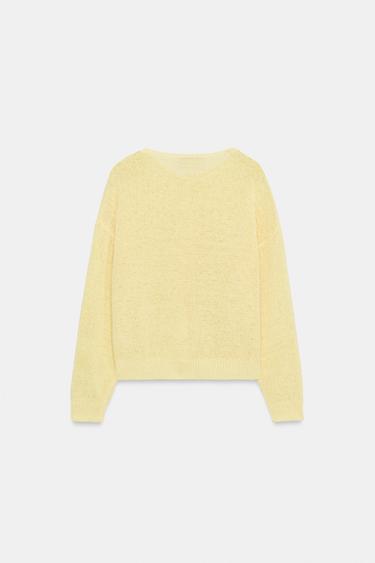 GILET RUSTIQUE EN MAILLE - Jaune de Zara - Image 5