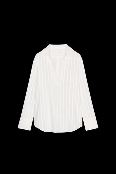 Zara METALLIC THREAD SHIRT ZW COLLECTION - White - Image 0