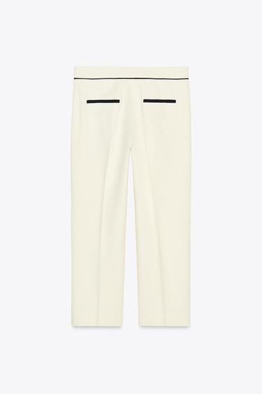 ZW COLLECTION TROUSERS WITH CONTRASTING TRIMS - Ecru by Zara - Image 4