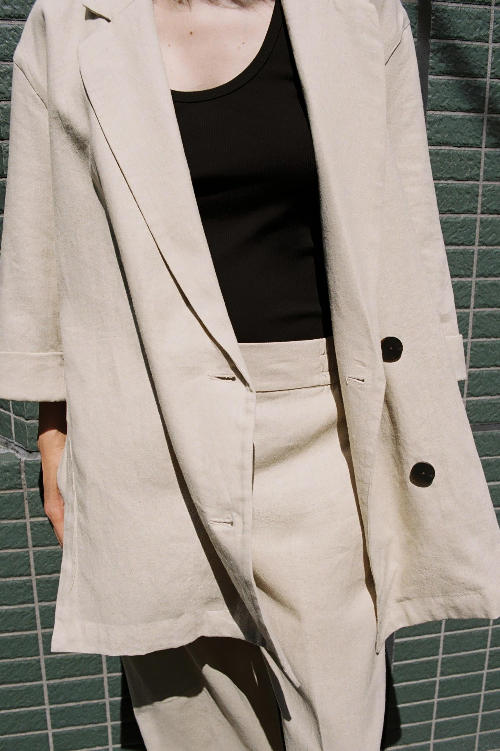 ZARA ダブルブレスト リネンブレンドブレザー 8372/406 ZARA ダブルブレスト リネンブレンドブレザー 8372/406 (ZARA