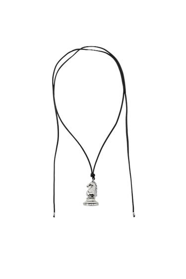 CHESS PIECE CORD NECKLACE - Silver by Zara - Image 0