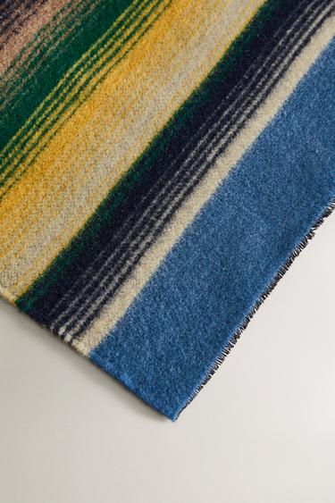 PLAID LAINE BANDE RAYURES MULTICOLORES - Bleu chiné de Zara - Image 2