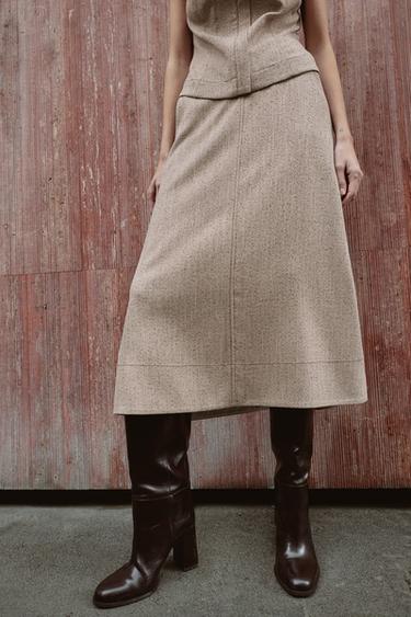 CAPE MIDI SKIRT - camel by Zara - Image 3