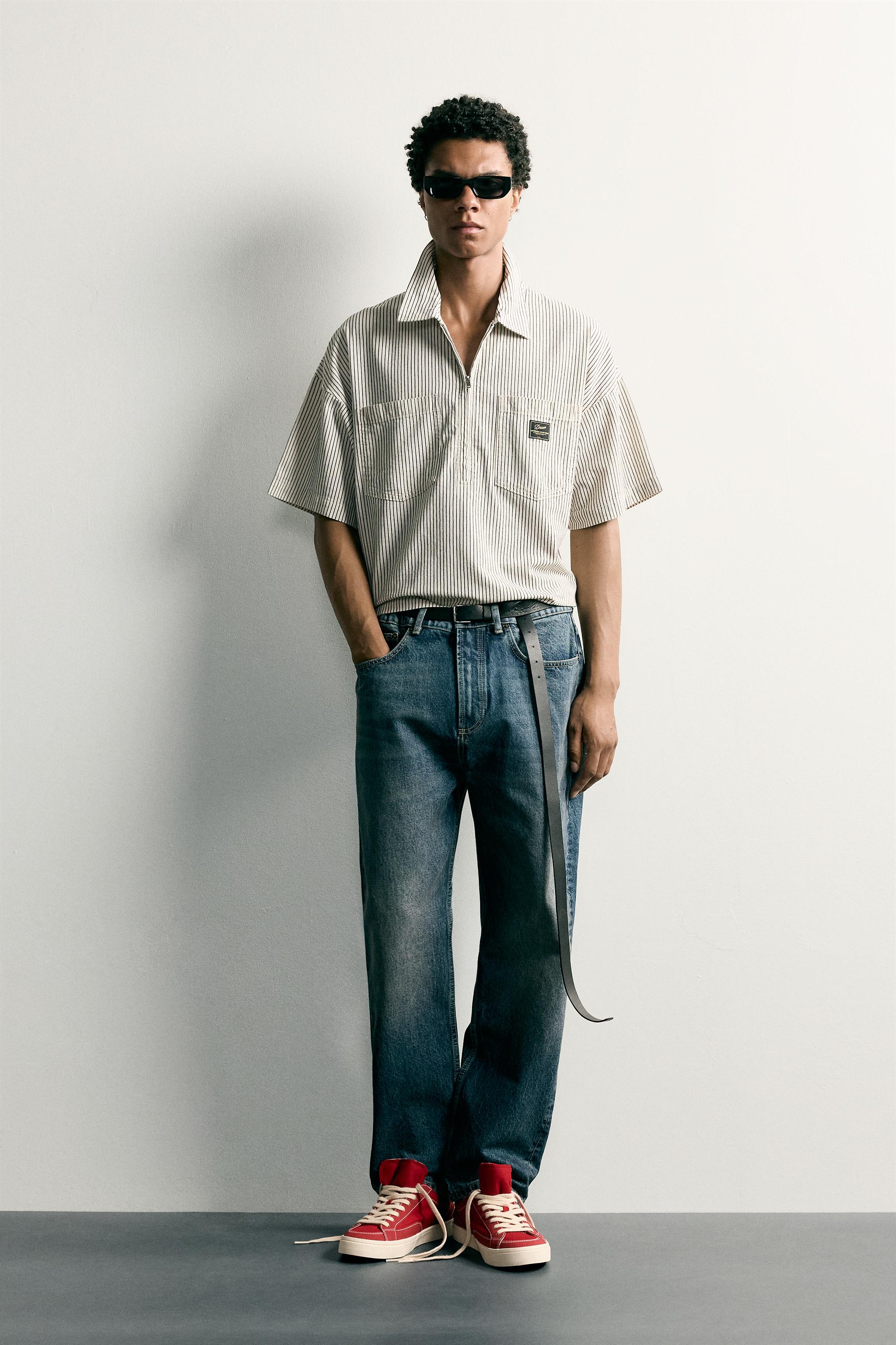 Мужские рубашки Zara ZIP POLO SHIRT WITH POCKETS