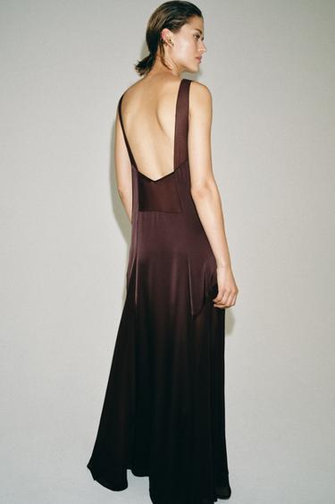 ROBE LONGUE SATINÉE ZW COLLECTION - GRENAT de Zara - Image 2