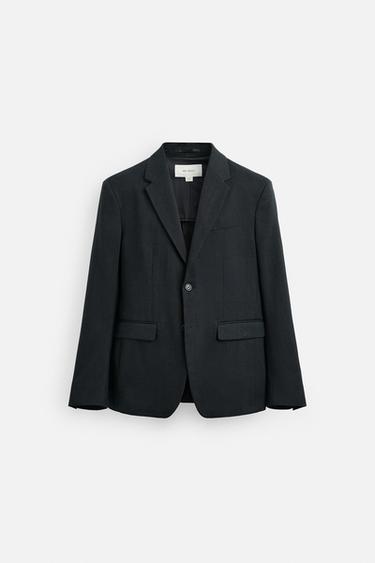 HEMP-WOOL SUIT BLAZER - Navy blue by Zara