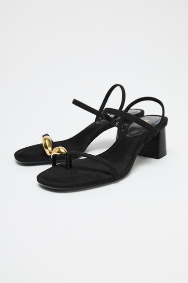 SANDALES À TALONS DÉTAIL MÉTALLIQUE - Noir de Zara - Image 3