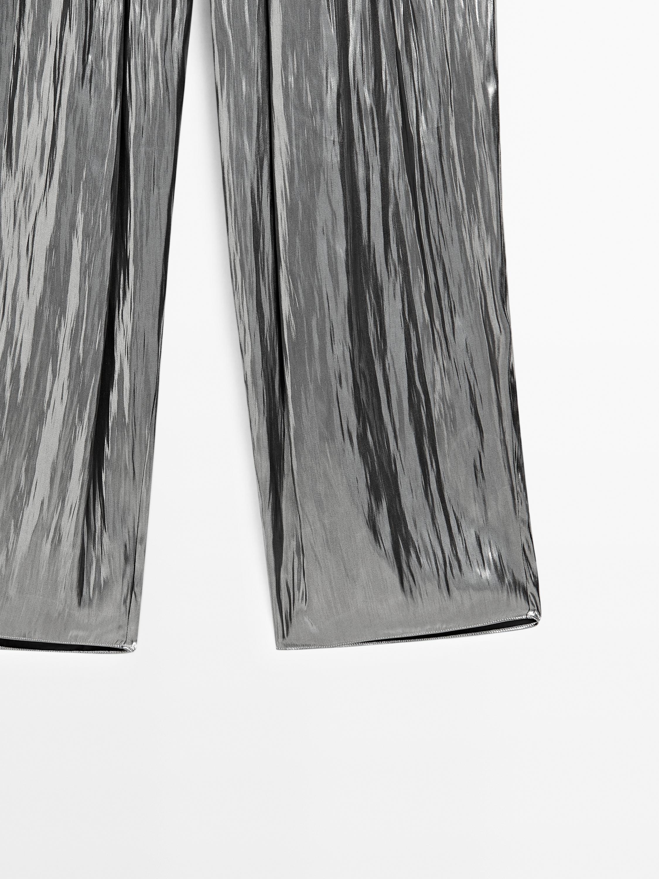 Pantalon fluide froncé métallisé
