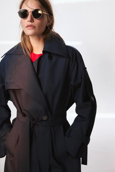 TRENCH OVERSIZE CINTURÓN ZW COLLECTION - Azul de Zara