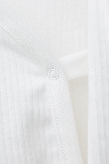 0-6 MONTHS/ THREE-PACK OF KIMONO COLLAR LONG SLEEVE BODYSUITS - Oyster-white by Zara - Image 4
