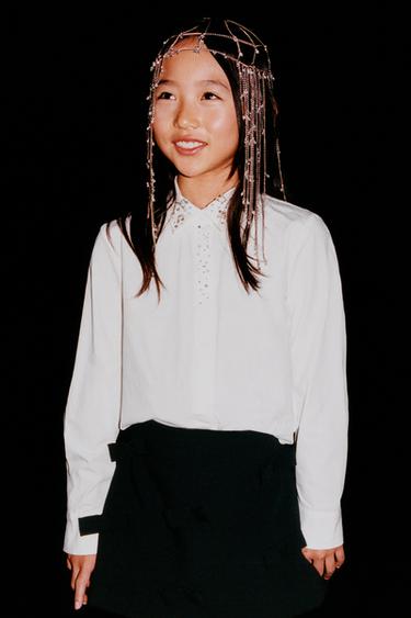 Zara JEWEL COLLAR SHIRT - White