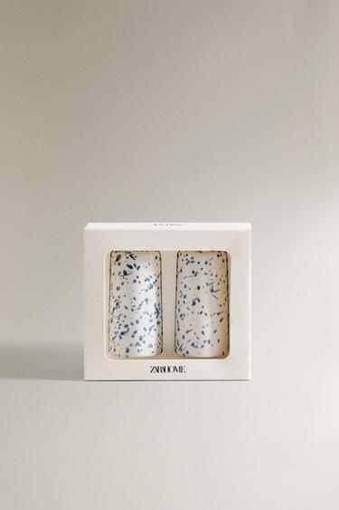 ENSEMBLE SALIÈRE ET POIVRIER GRÈS TACHETÉ - Bleu de Zara - Image 4
