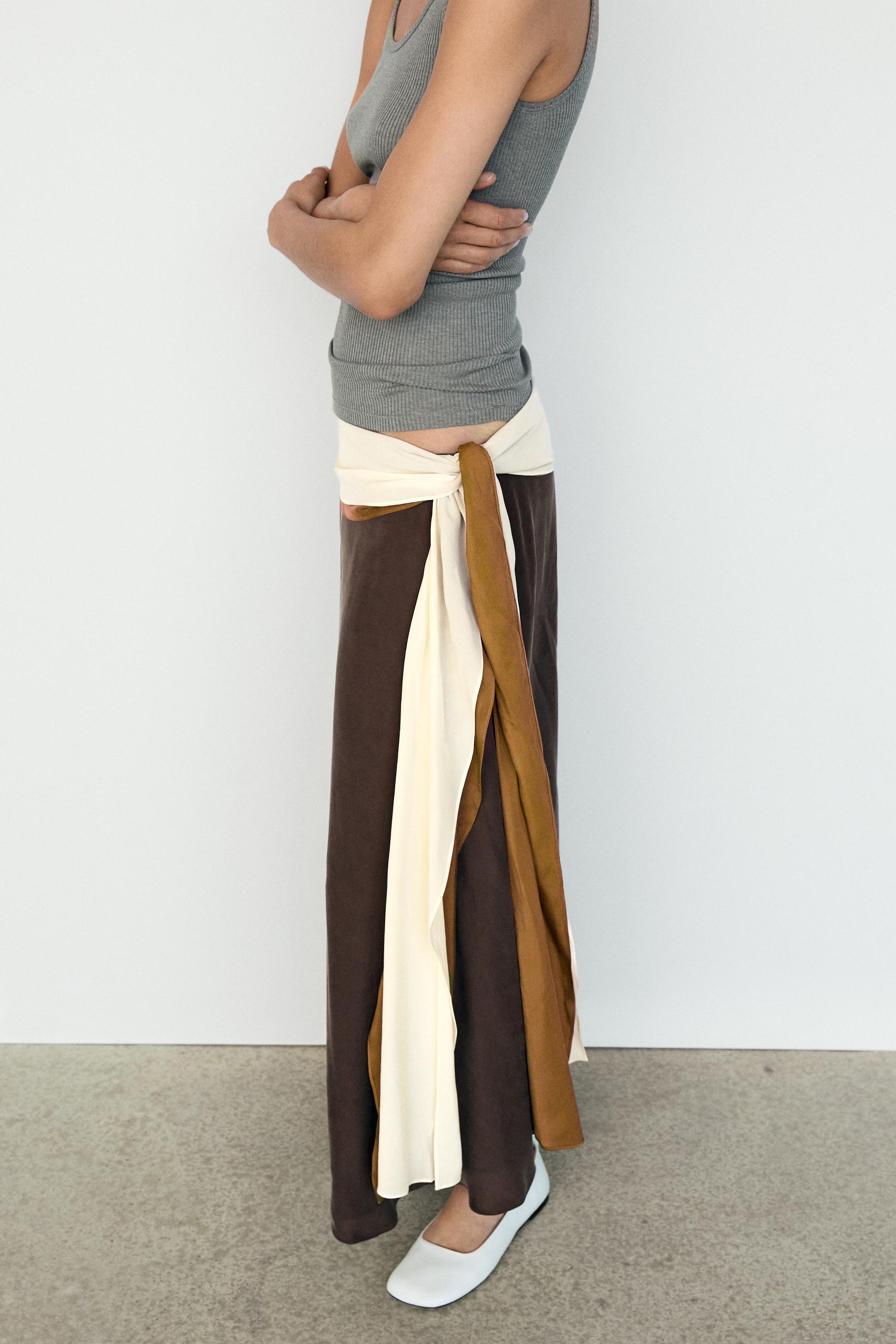 Contrast Ruffle Midi Skirt
