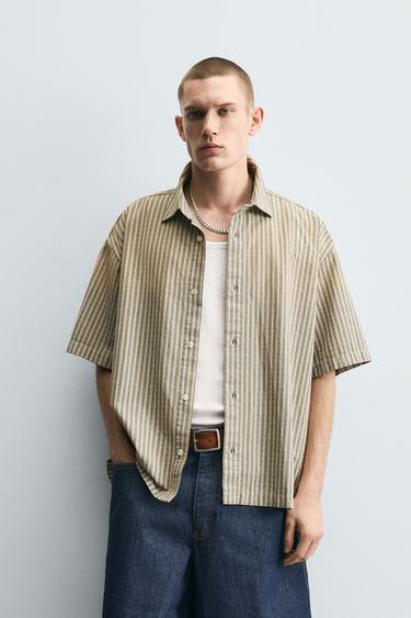 RELAXED FIT CHECK SHIRT - Green by Zara