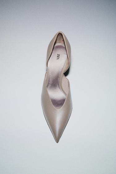 LEATHER HIGH-HEEL SHOES - Taupe Grey by Zara