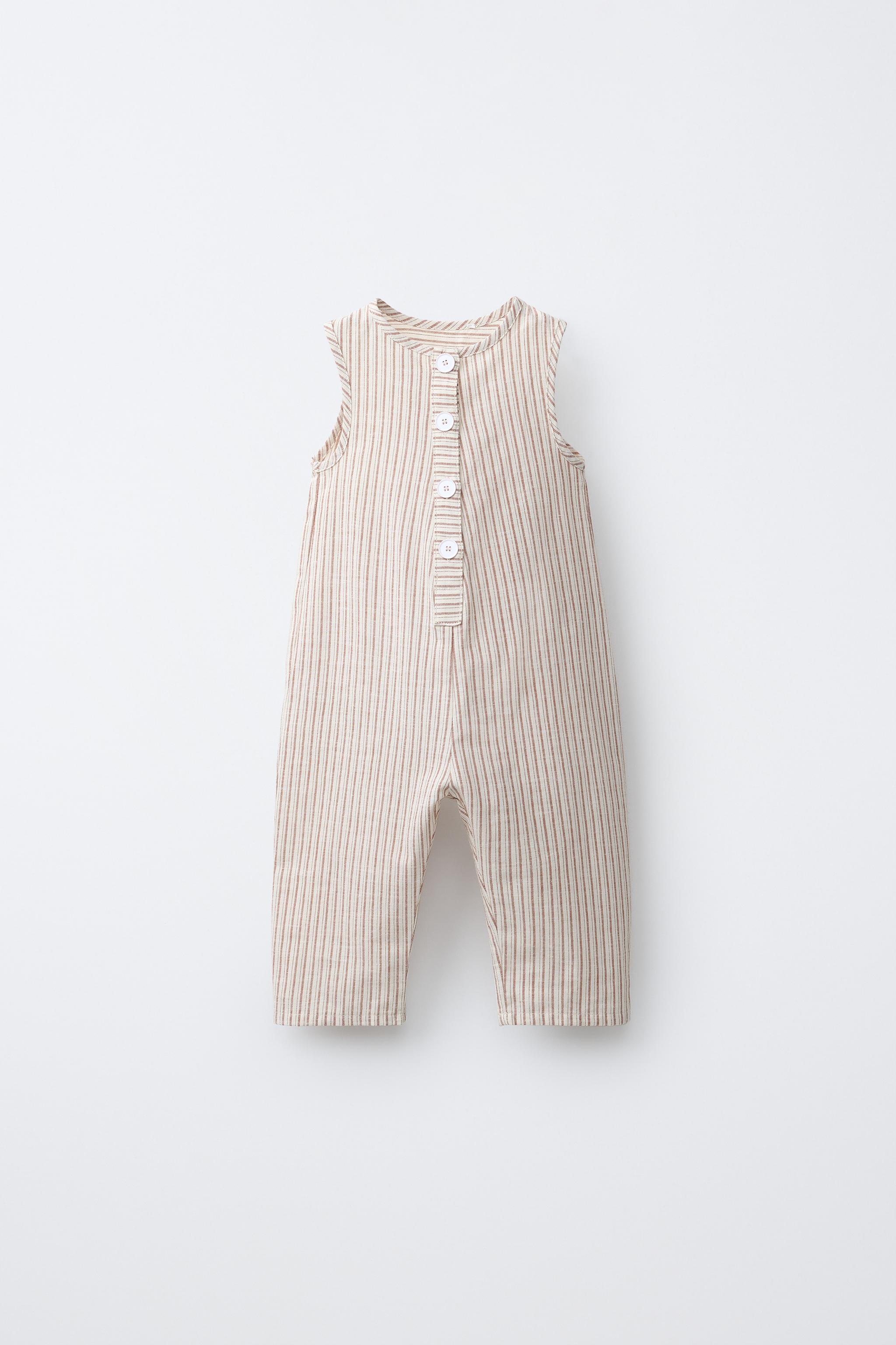 LONG STRIPED OVERALLS WITH COTTON AND LINEN