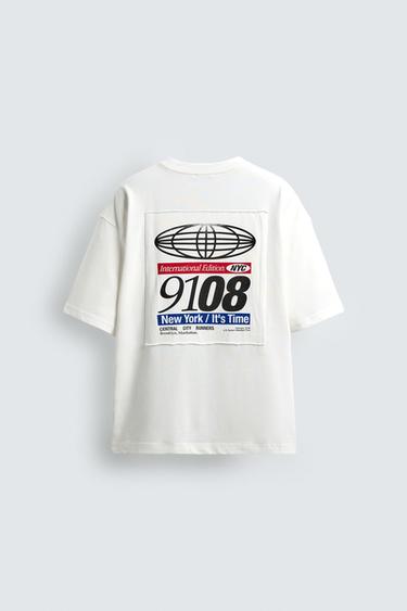 CONTRAST PATCH T-SHIRT - Oyster-white by Zara - Image 7