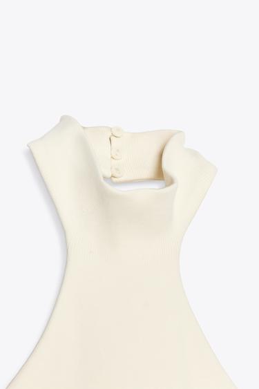 ROBE HALTER COMBINÉE - Écru de Zara - Image 6