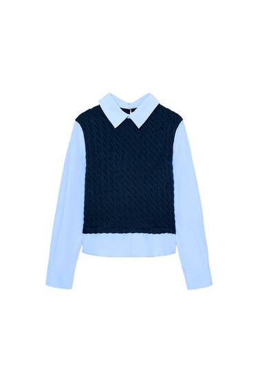 CONTRAST POPLIN SHIRT - Navy blue by Zara