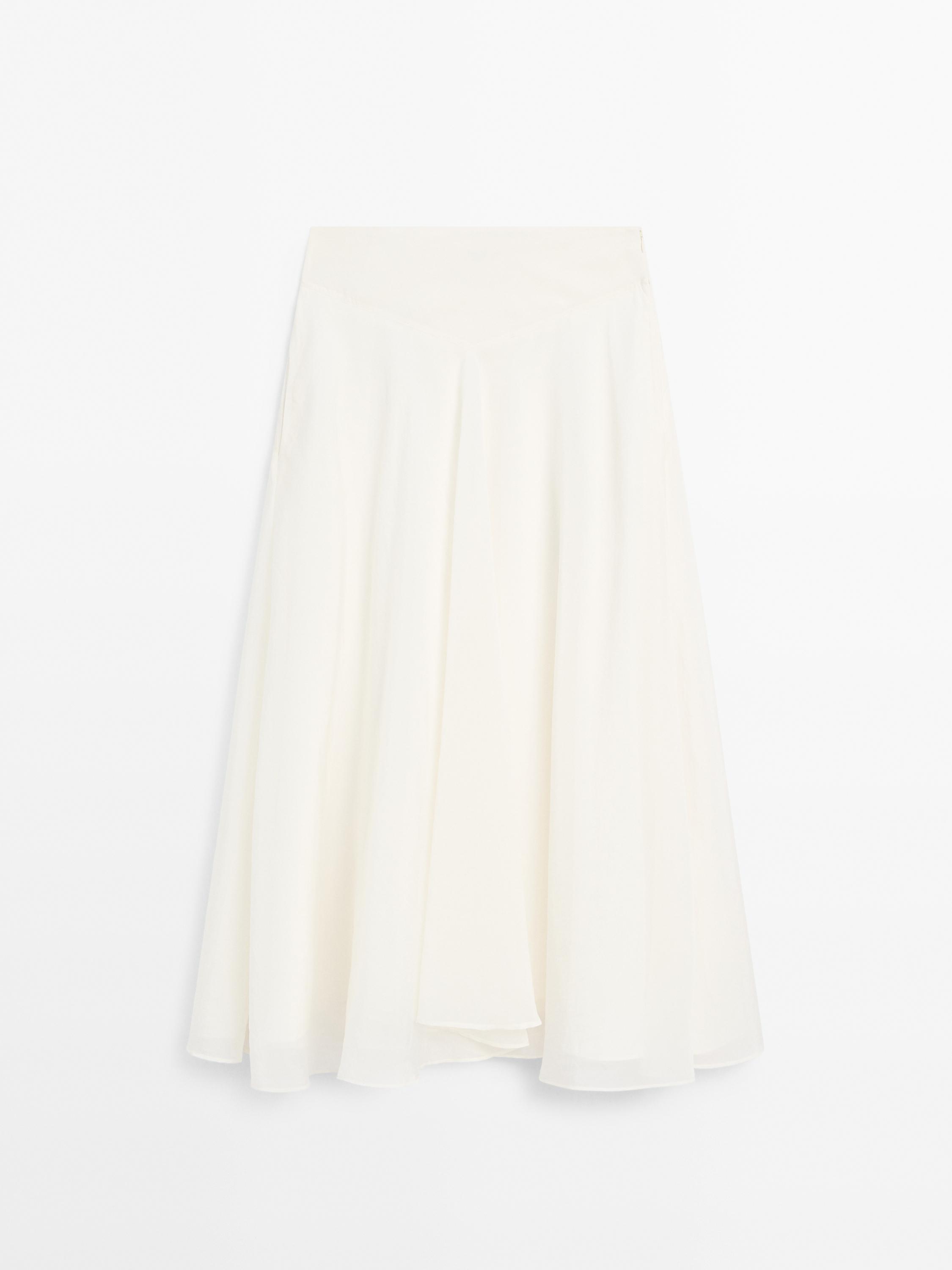 Jupe midi ample en maille côtelée