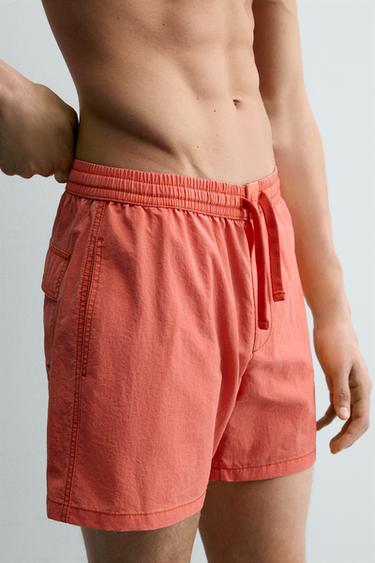 MAILLOT DE BAIN TEXTURÉ MI-LONG - Corail de Zara - Image 5