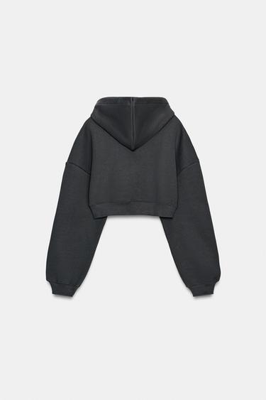 SWEAT CROP À CAPUCHE - Gris de Zara - Image 5