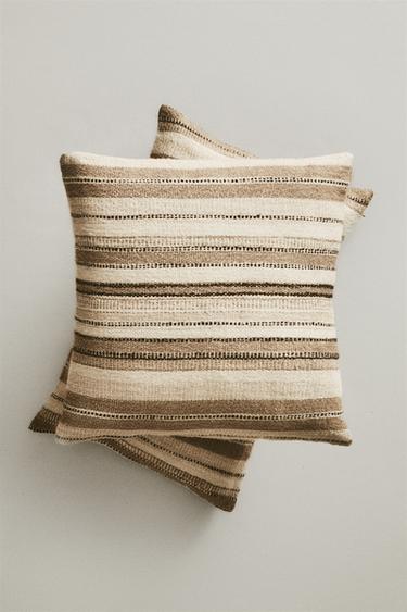 STRIPED CUSHION COVER - Beige by Zara