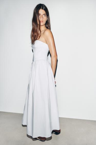 VESTIDO PALABRA DE HONOR - Blanco roto de Zara