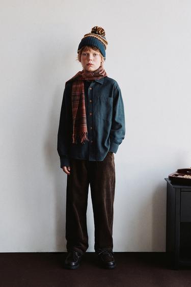 Zara THICK CORDUROY PANTS - Dark brown