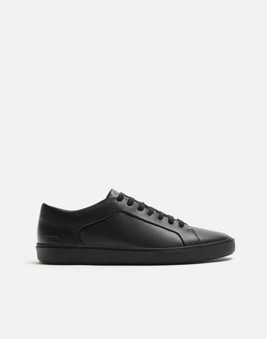 LEATHER LACE-UP TRAINERS - Black by Zara