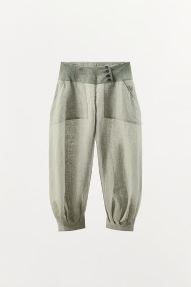 100% LINEN SAROUEL TROUSERS - striped by Zara - Image 4