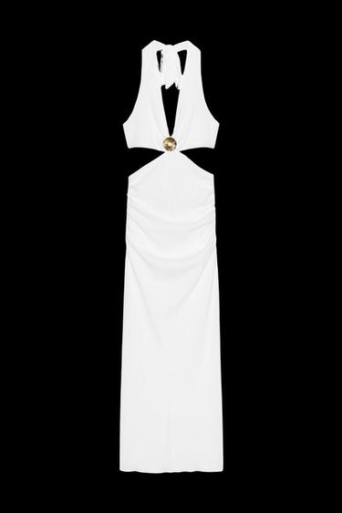 MIDI-KLEID MIT STRUKTUR UND SCHMUCKPERLEN - Weiß von Zara - Bild 0