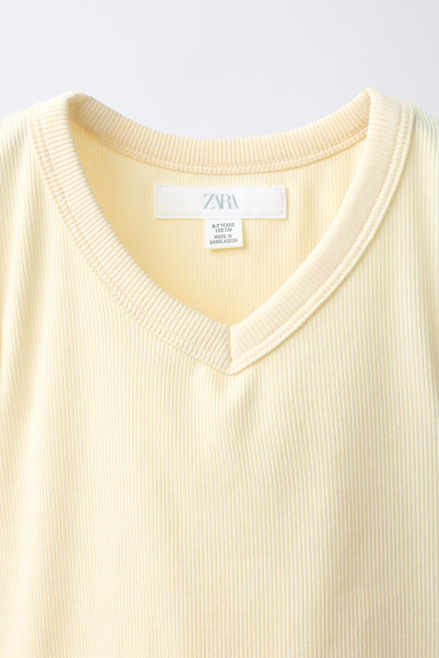 Топ Zara Ribbed Tank Top, цвет: Светлый жёлтый — фото 3