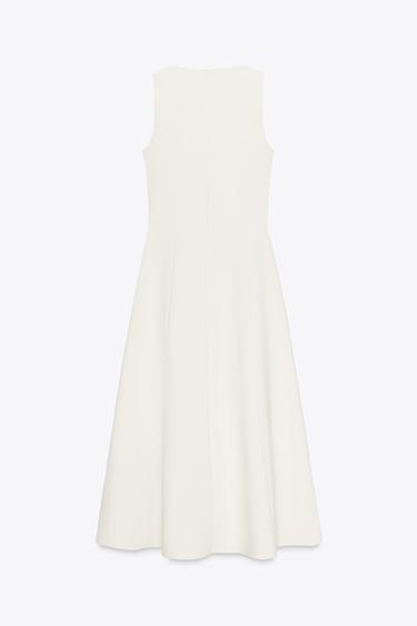 ROBE MIDI CEINTURE - Écru de Zara - Image 6